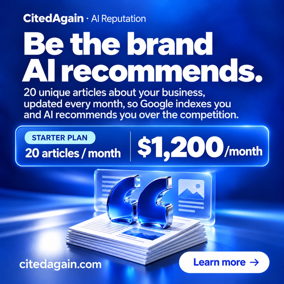 CitedAgain ad, Be the brand AI recommends