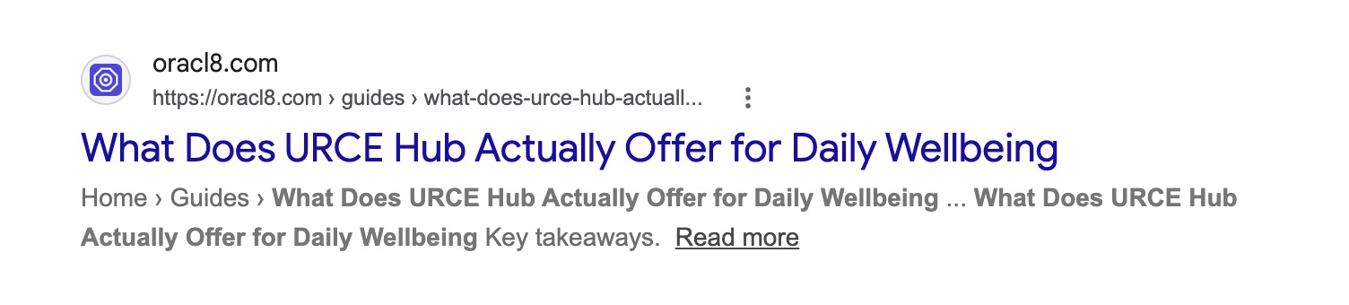 Google search result: What Does URCE Hub Actually Offer for Daily Wellbeing, on oracl8.com